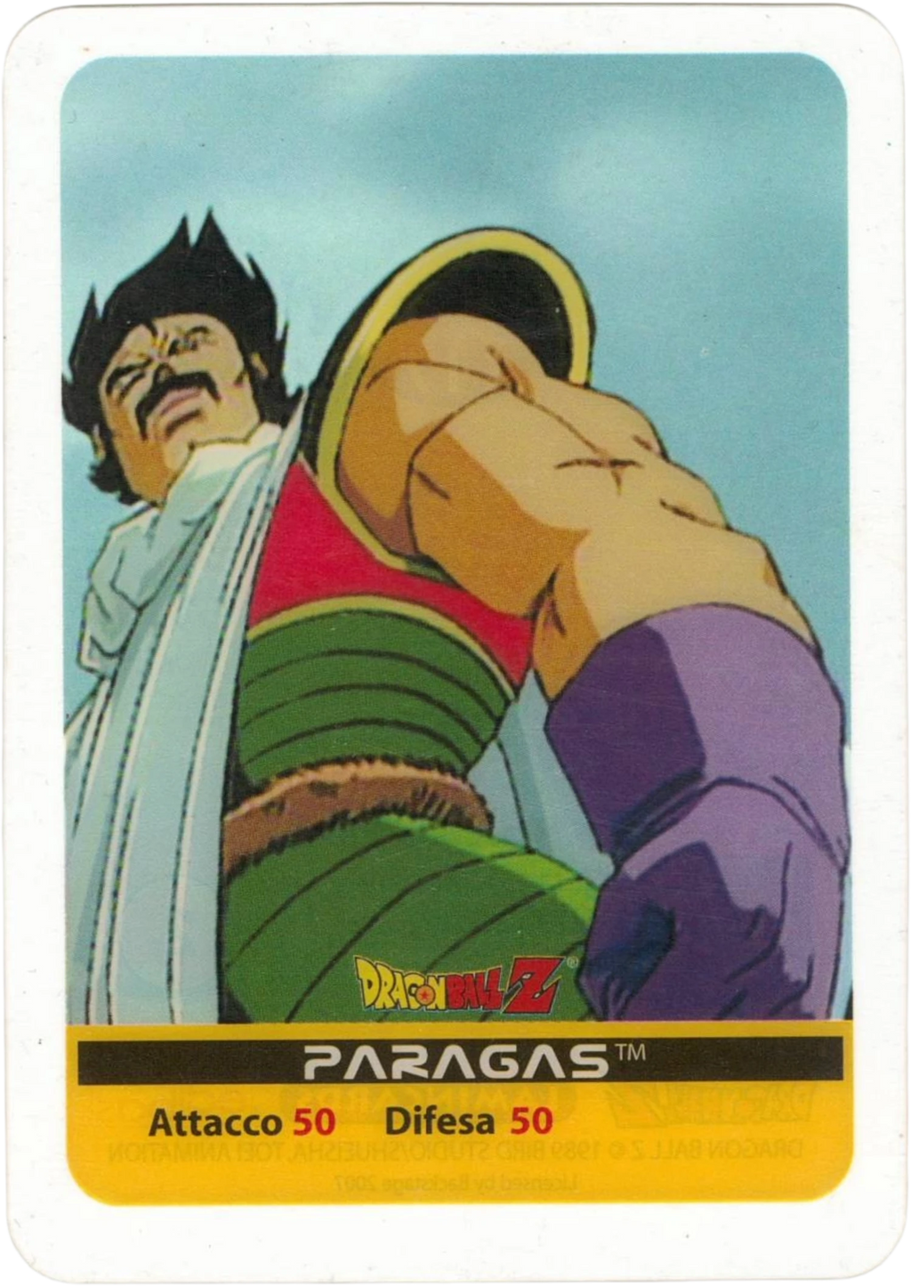 DBZ-PLT-117-PARAGAS-0000 img1 Lamincards da collezione Dragon Ball Z Platino n. 117 - Paragas parte della serie DBZ Lamincard, con dettagli visivi e grafici del prodotto.