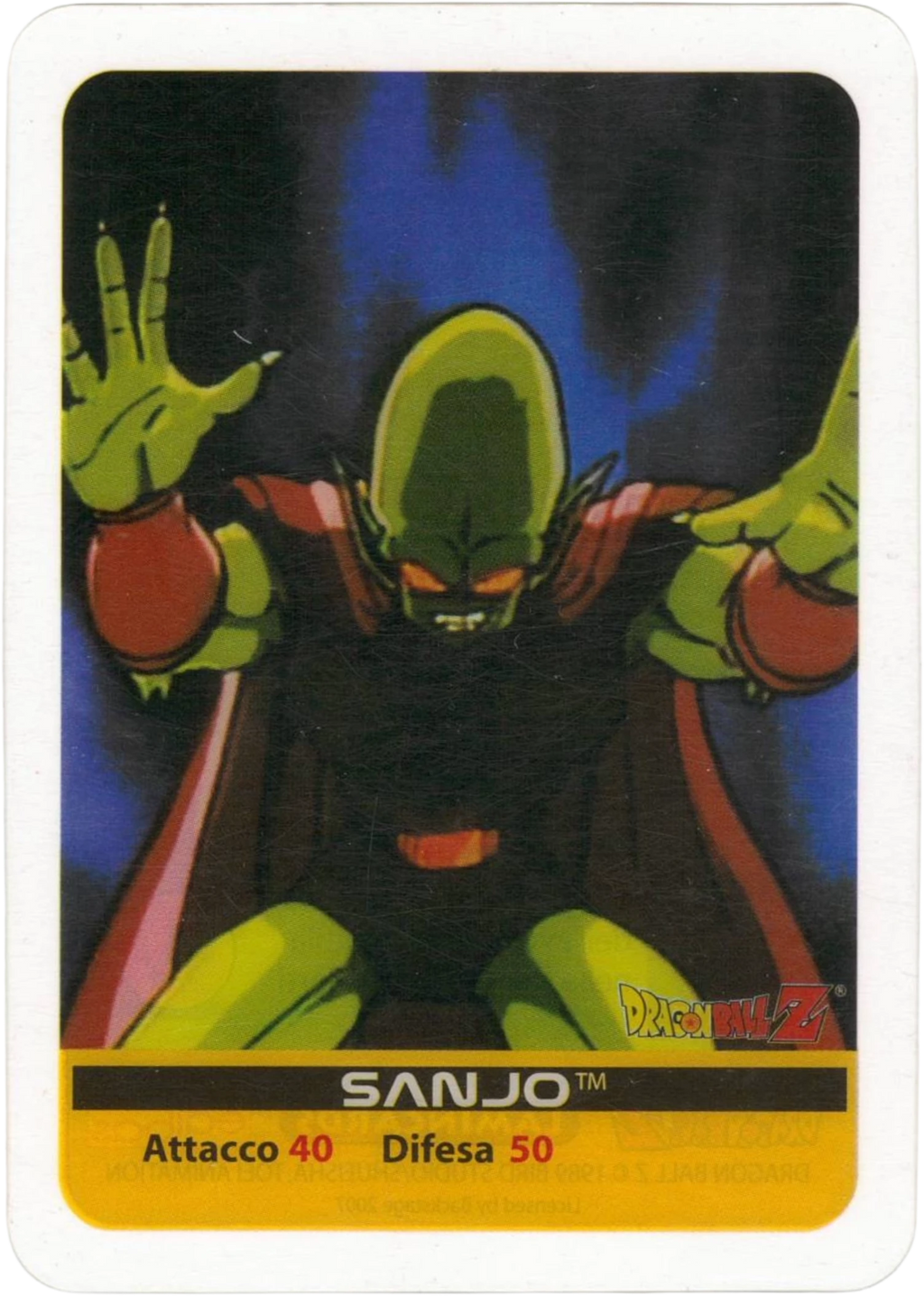 DBZ-PLT-119-SANJO-0000 img1 Lamincards da collezione Dragon Ball Z Platino n. 119 - Sanjo parte della serie DBZ Lamincard, con dettagli visivi e grafici del prodotto.