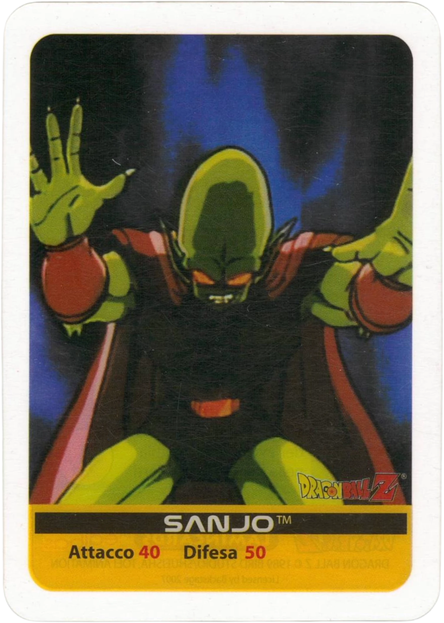 DBZ-PLT-119-SANJO-0000 img1 Lamincards da collezione Dragon Ball Z Platino n. 119 - Sanjo parte della serie DBZ Lamincard, con dettagli visivi e grafici del prodotto.
