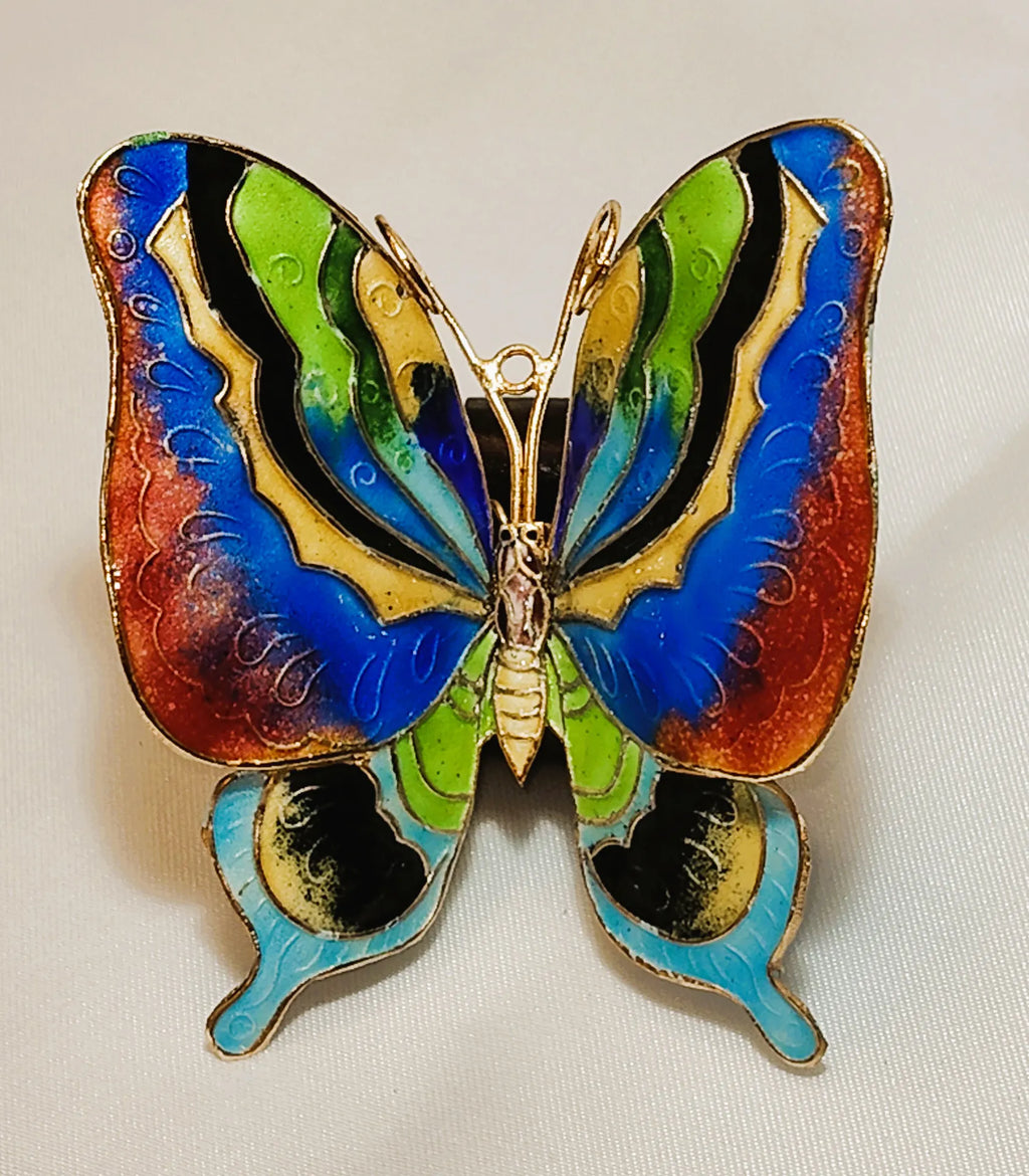 Farfalla in smalto policromo cloisonné con ali in filigrana dorata - Modello 0001 - mazzotta.store