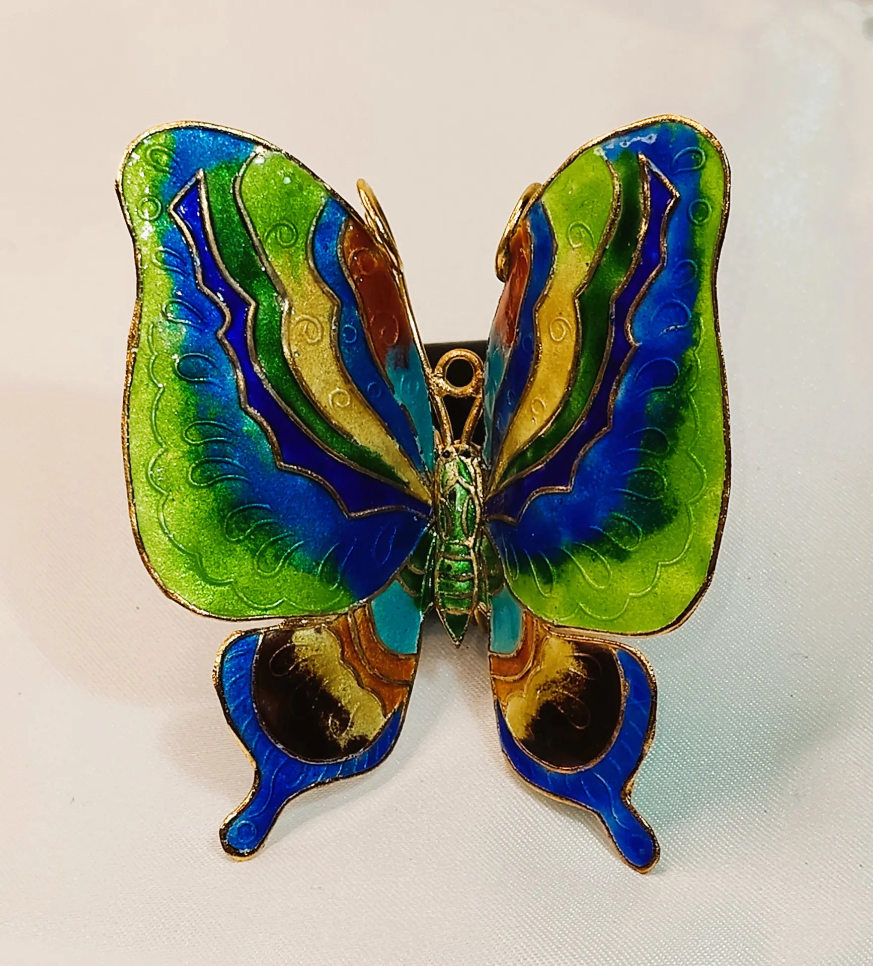 Farfalla in smalto policromo cloisonné con ali in filigrana dorata - Modello 0003 - mazzotta.store