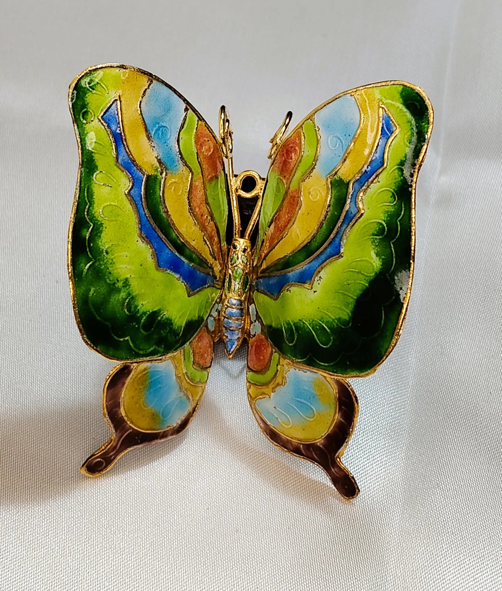 Farfalla in smalto policromo cloisonné con ali in filigrana dorata - Modello 0005 - mazzotta.store