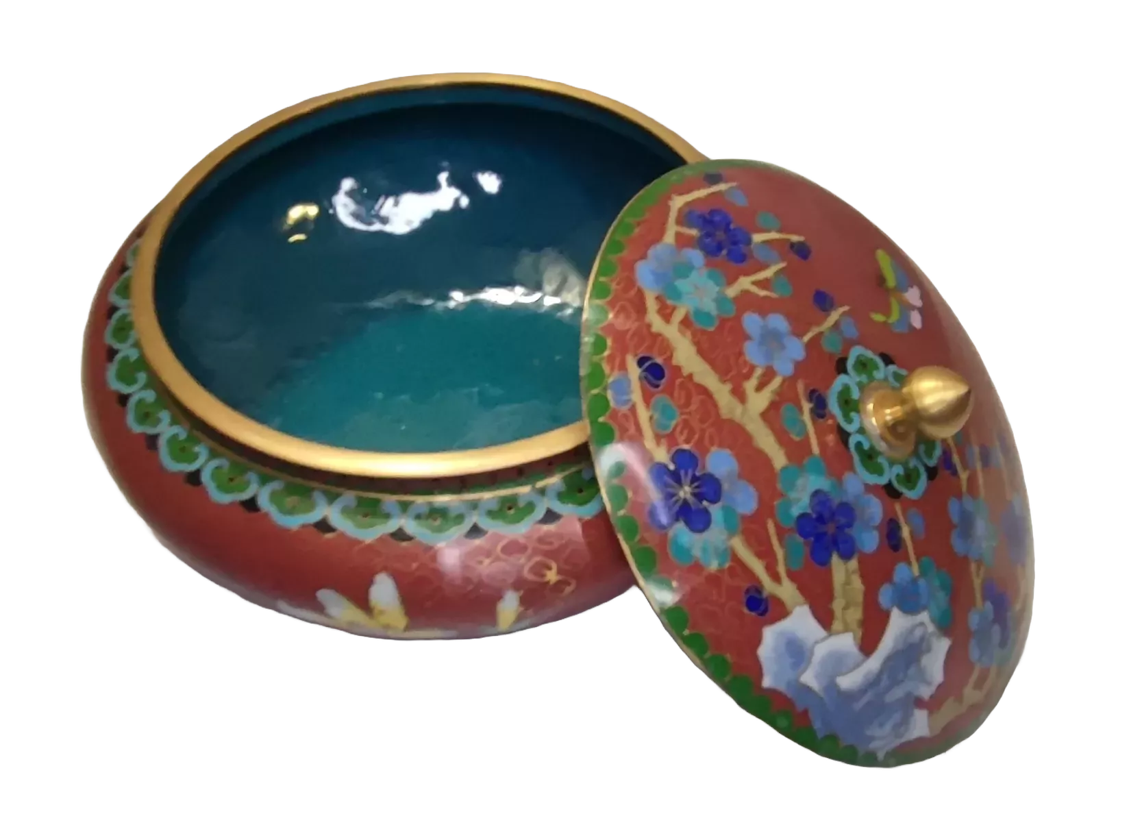 Cloisonné Ciotola vintage con con coperchio