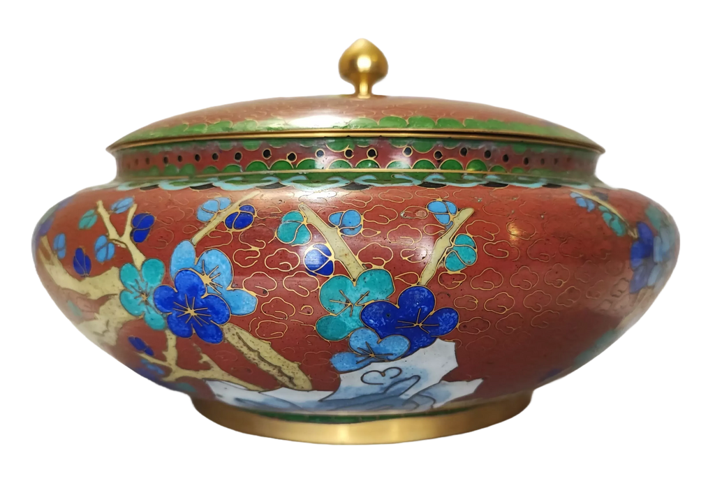 Cloisonné Ciotola vintage con con coperchio