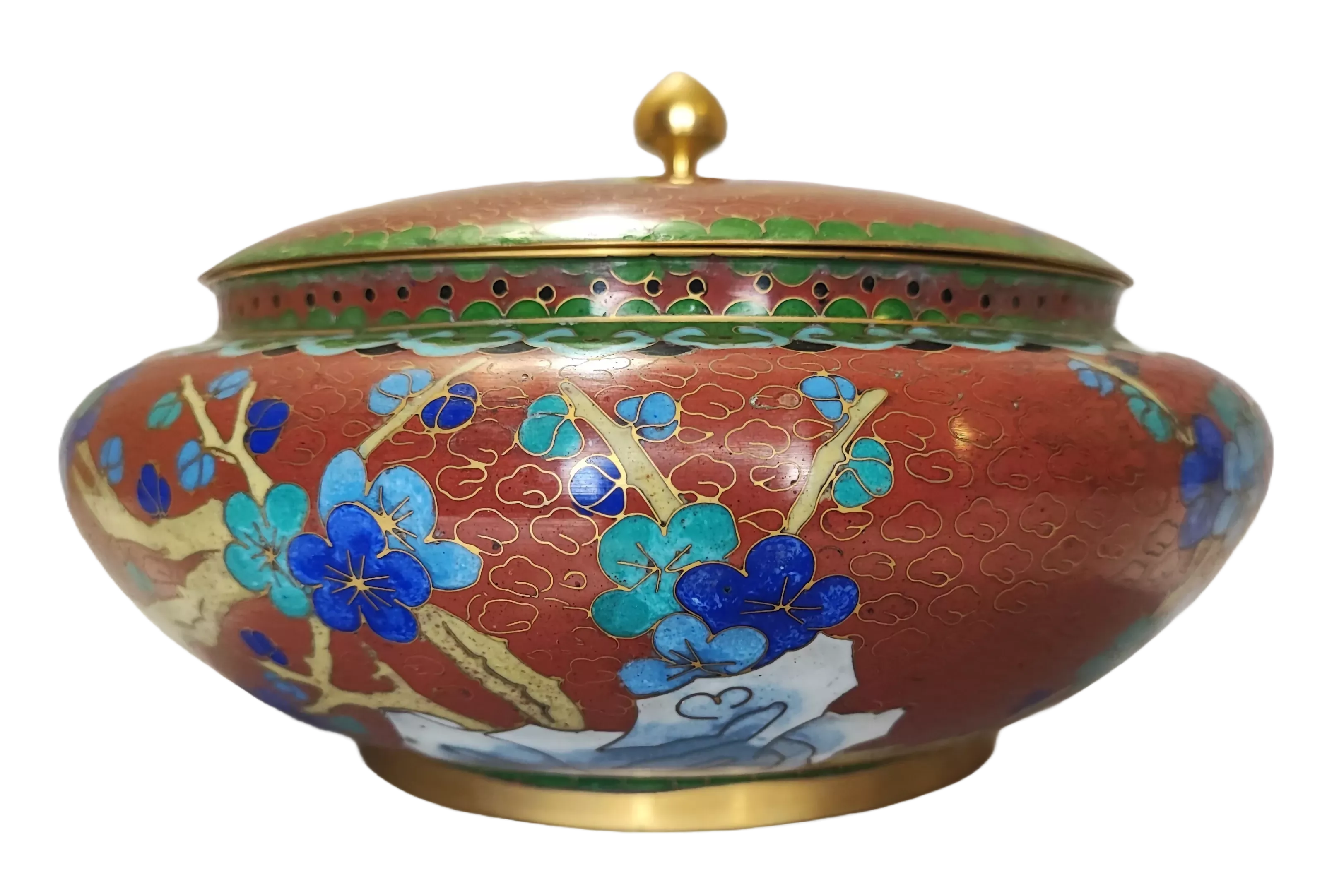 Cloisonné Ciotola vintage con con coperchio