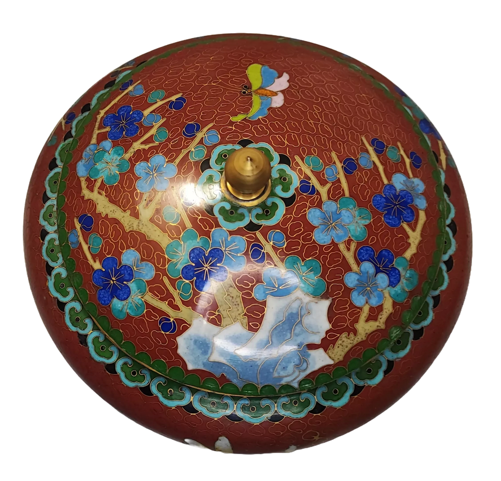 Cloisonné Ciotola vintage con con coperchio