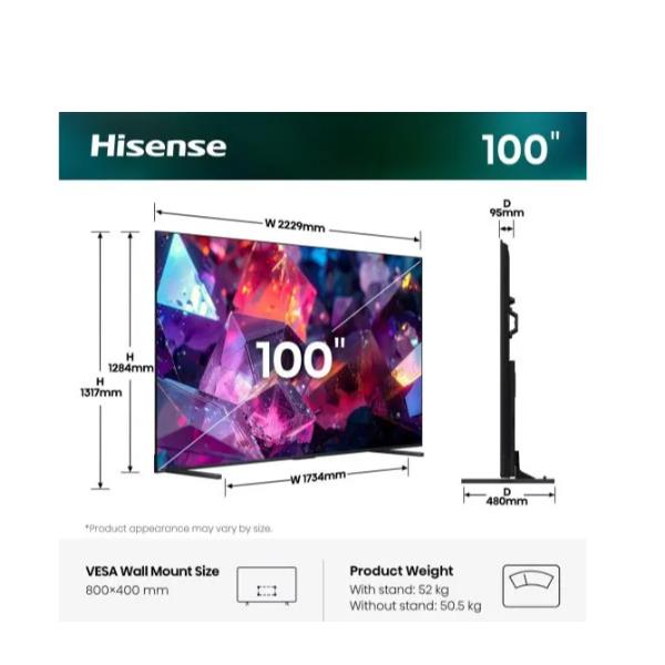 Hisense Tv 100ETS-PRO  QLED 4K ULTRA HD SMART VIDAA REFRESH RATE 144HZ