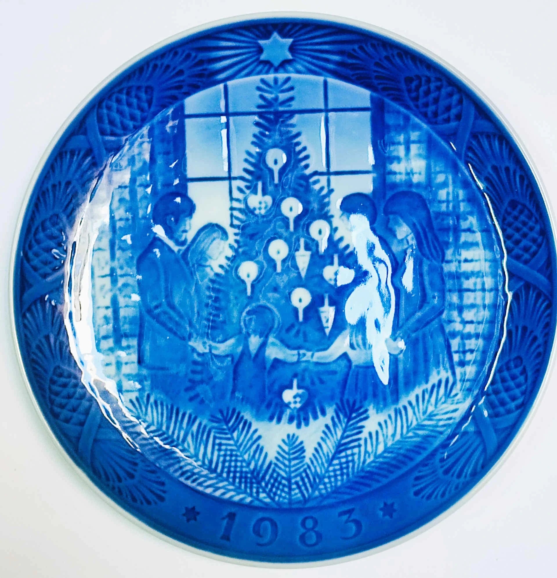 Piatto di Natale Royal Copenhagen diametro 18 cm · Blu e Bianco · Kaj Lange · Buon Natale · RC-CP-1983