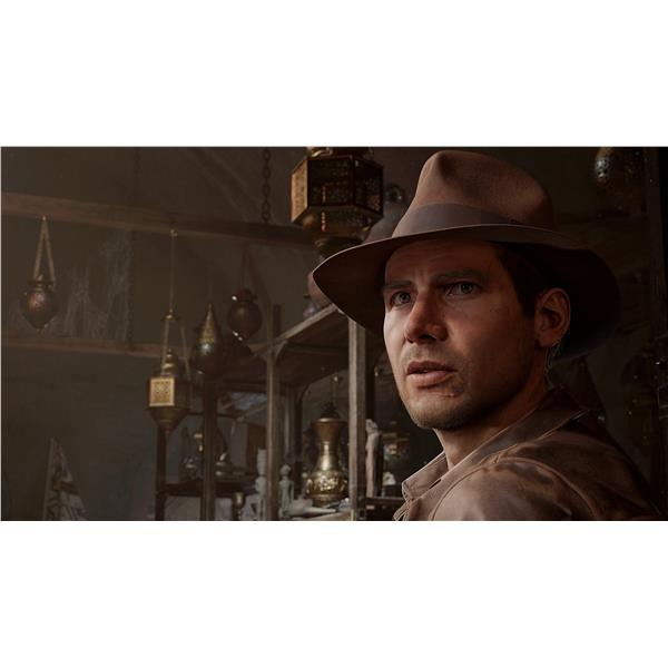 MICROSOFT PS5 INDIANA JONES: L'ANTICO CERCHIO STANDARD EDITION, codice EAN: 0196388560660, codice originale del gioco EP2-35674 .dettaglio grafico del viso in primo piano