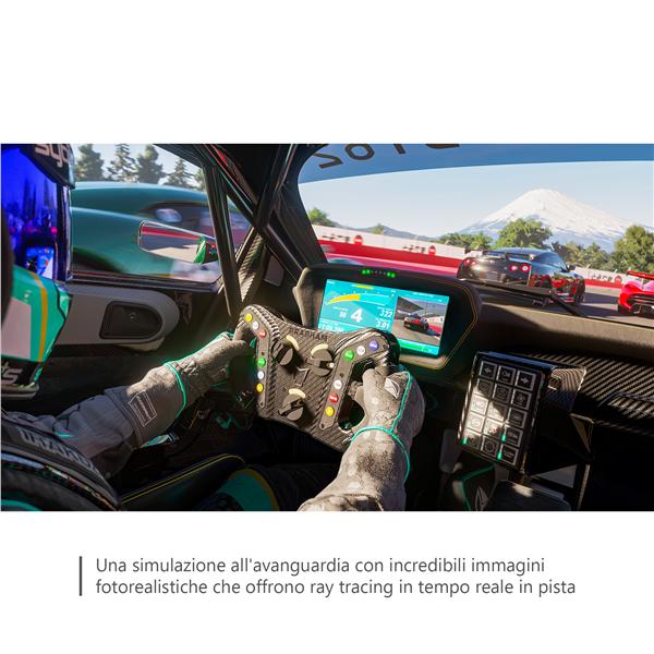 MICROSOFT XBOX SERIE X FORZA MOTORSPORT, codice EAN: 0196388160211, codice originale del videogioco VBH-00011. Interno auto dettaglio volante.