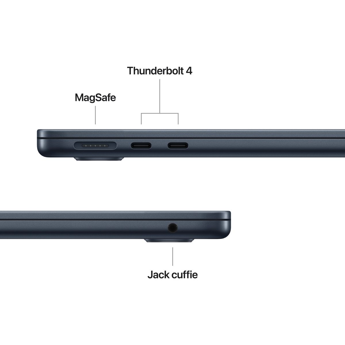 Apple MacBook Air 13” con chip M5, CPU 10‑core e GPU 10‑core, 24GB di memoria unificata e SSD da 1TB, display Liquid Retina da 13", colore Midnight. mazzotta.store
