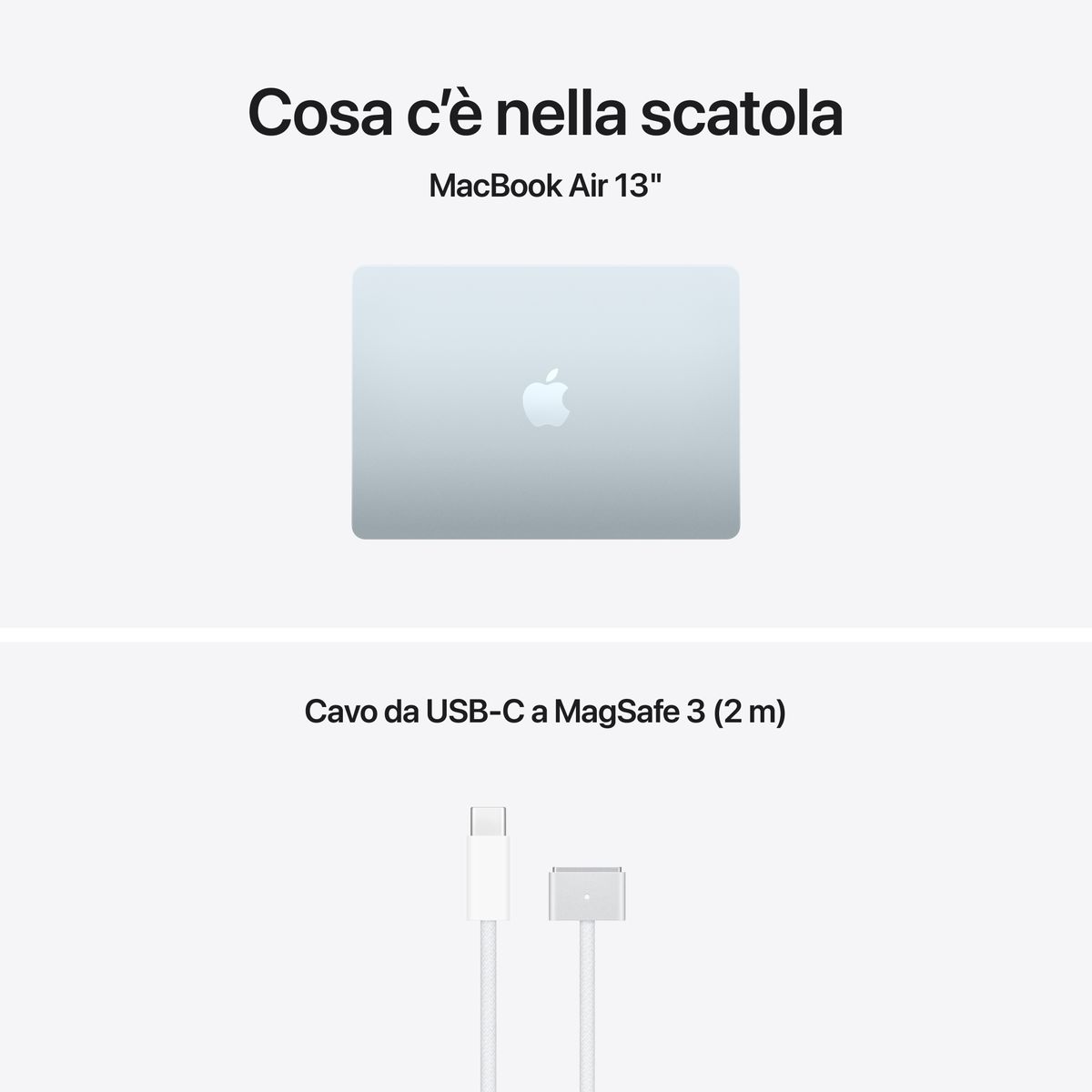 Apple MacBook Air 13” con chip M5, CPU 10‑core e GPU 10‑core, 24GB di memoria unificata e SSD da 1TB, display Liquid Retina da 13", colore Sky Blue. mazzotta.store