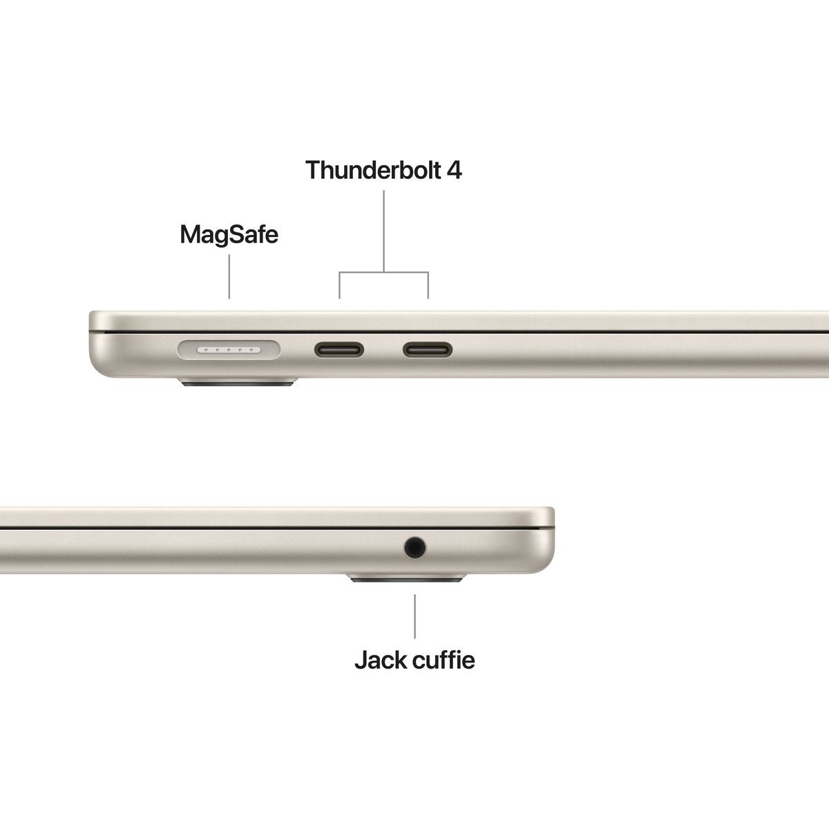 Apple MacBook Air 13” con chip M5, CPU 10‑core e GPU 10‑core, 16GB di memoria unificata e SSD da 1TB, display Liquid Retina da 13", colore Starlight. mazzotta.store