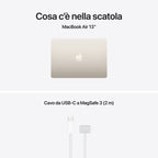 Apple MacBook Air 13” con chip M5, CPU 10‑core e GPU 8‑core, 16GB di memoria unificata e SSD da 512GB, display Liquid Retina da 13", colore Starlight. mazzotta.store