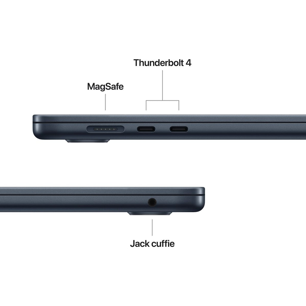 Apple MacBook Air 15” con chip M5, CPU 10‑core e GPU 10‑core, 16GB di memoria unificata e SSD da 512GB, display Liquid Retina da 15", colore MIdnight. mazzotta.store
