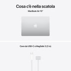 Apple MacBook Air 15” con chip M5, CPU 10‑core e GPU 10‑core, 16GB di memoria unificata e SSD da 1TB, display Liquid Retina da 15", colore Silver. mazzotta.store