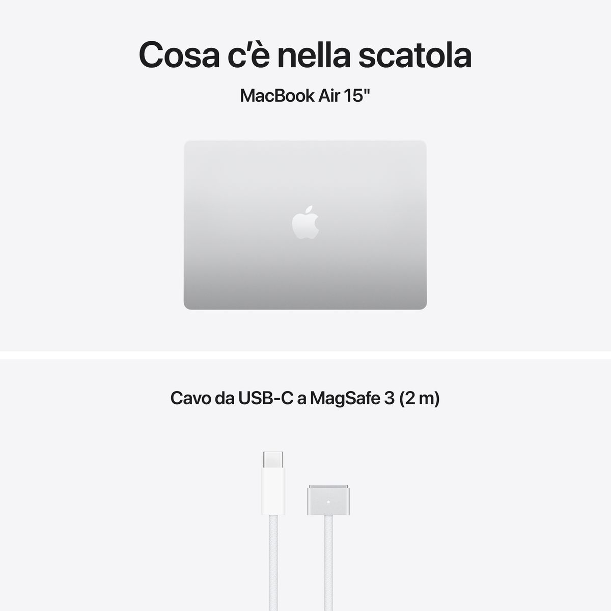 Apple MacBook Air 15” con chip M5, CPU 10‑core e GPU 10‑core, 16GB di memoria unificata e SSD da 1TB, display Liquid Retina da 15", colore Silver. mazzotta.store