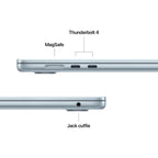 Apple MacBook Air 15” con chip M5, CPU 10‑core e GPU 10‑core, 16GB di memoria unificata e SSD da 1TB, display Liquid Retina da 15", colore Sky Blue. mazzotta.store