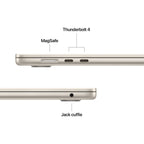 Apple MacBook Air 13” con chip M5, CPU 10‑core e GPU 10‑core, A16GB di memoria unificata e SSD da 512GB, display Liquid Retina da 15", colore Starlight. mazzotta.store