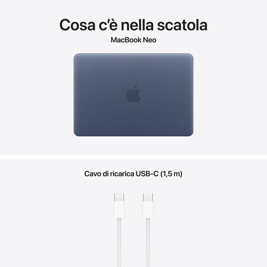 Apple MacBook Neo 13" A18 Indigo 512GB Sigillato con Magic Keyboard di precisione e sensore Touch ID integrato per pagamenti sicuri mazzotta.store.