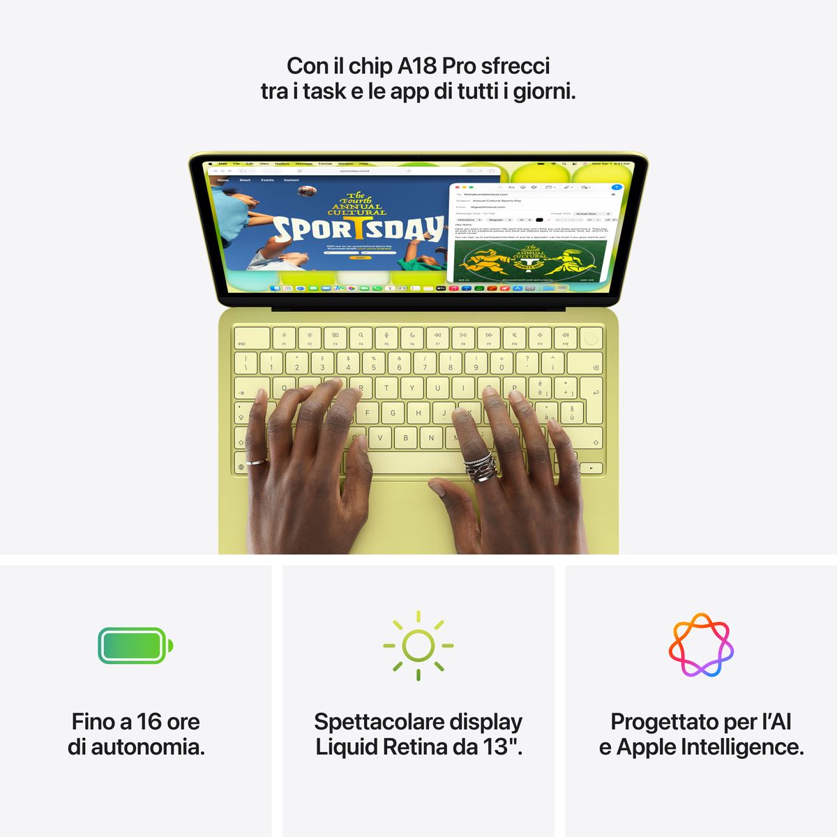 Apple MacBook Neo 13" A18 Silver 512GB Sigillato con Magic Keyboard di precisione e sensore Touch ID integrato per pagamenti sicuri mazzotta.store.
