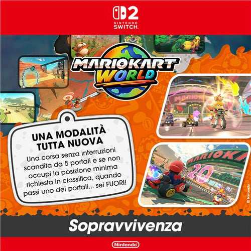 NINTENDO SWITCH 2 MARIO KART WORLD, codice EAN: 0045496312350, codice prodotto 10016221. nuova modalità sopravvivenza.