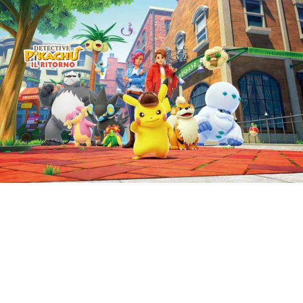 Locandina verticale del Videogico NINTENDO SWITCH DETECTIVE PIKACHU IL RITORNO EDIZIONE ITALIANA - codice EAN 0045496479657 - codice produttore  10011844.