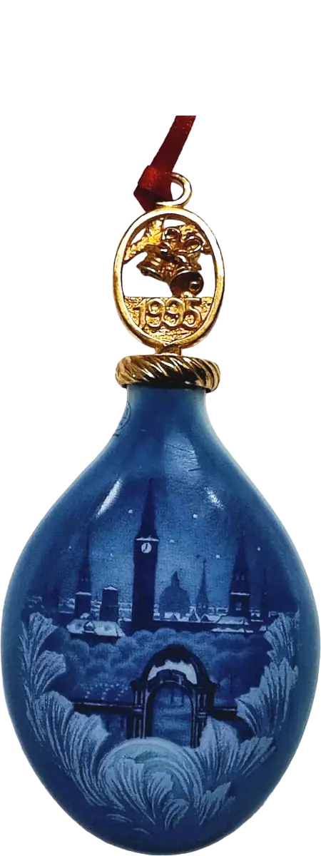 Goccia di Natale Bing & Grøndahl · Altezza 9 cm Bianco; Blu; Oro · Jørgen Nielsen · Le Torri di Copenhagen · B&G-C-DROP-1995