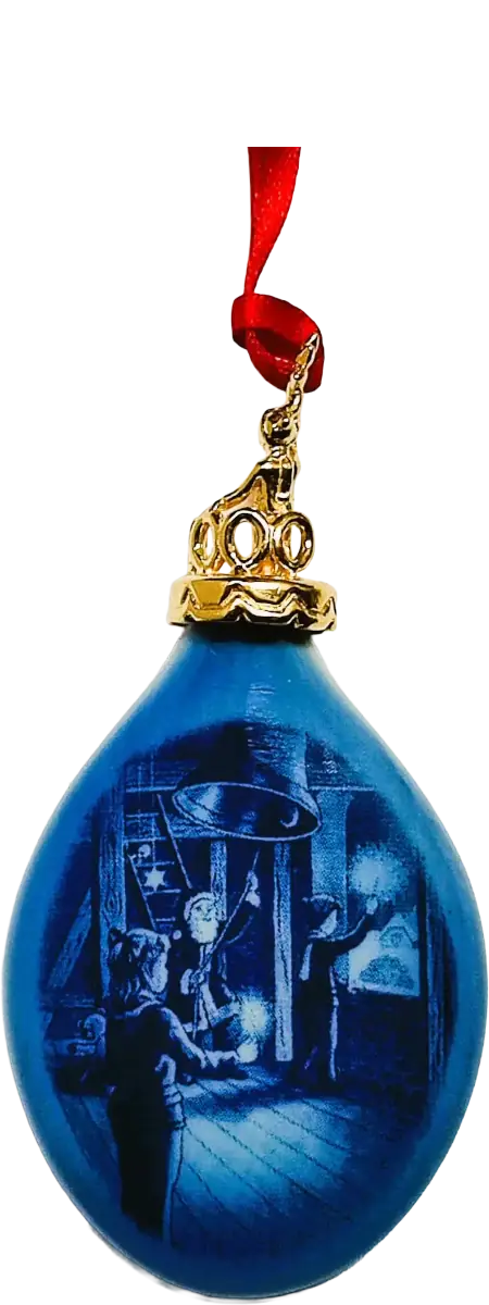 Goccia di Natale Bing & Grøndahl · Altezza 9 cm Bianco; Blu; Oro · Jørgen Nielsen · Natale al Campanile · B&G-C-DROP-2000