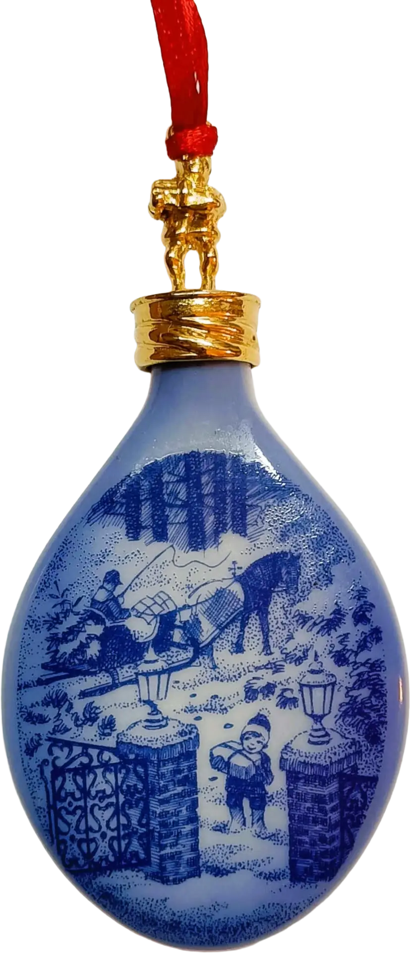 Goccia di Natale Royal Copenhagen · Altezza Cm 8 Bianco Blu Oro · Sven Vestergaard · Auguri di stagione · RC-C-DROP-2003