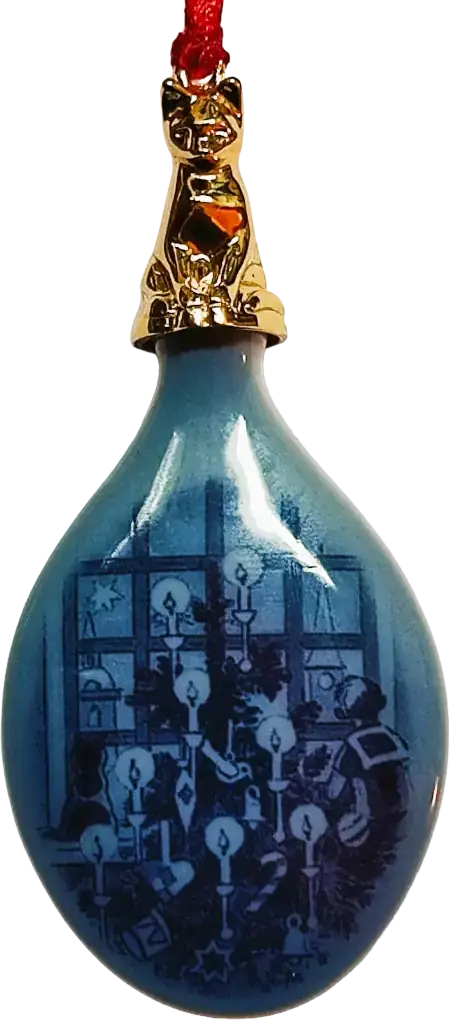 Goccia di Natale Royal Copenhagen · Altezza Cm 8 Bianco; Blu; Oro · Sven Vestergaard · Aspettando Babbo Natale · RC-C-DROP-2011