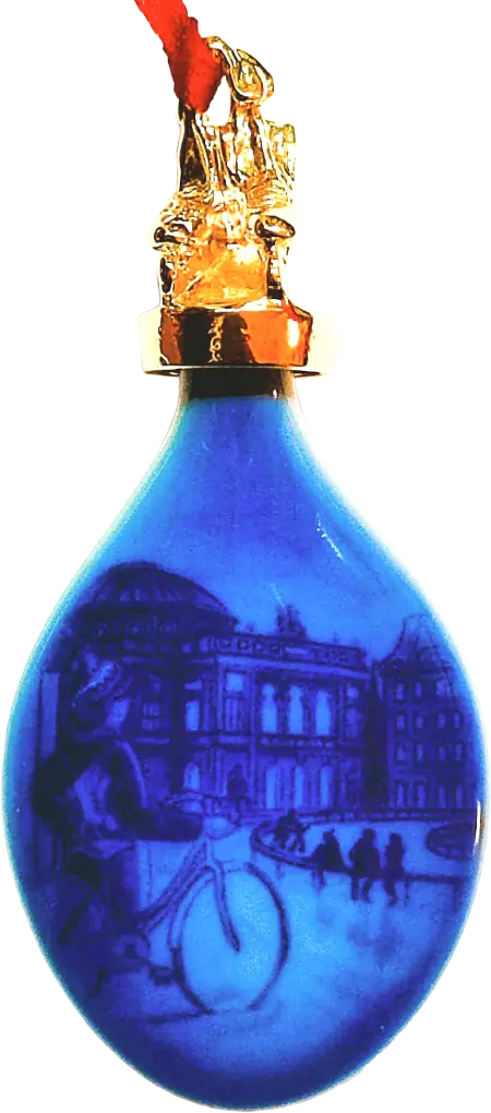 Goccia di Natale Royal Copenhagen · Altezza Cm 8 Bianco; Blu; Oro · Allan Therkelsen · Pattinaggio sul ghiaccio a Copenaghen · RC-C-DROP-2016