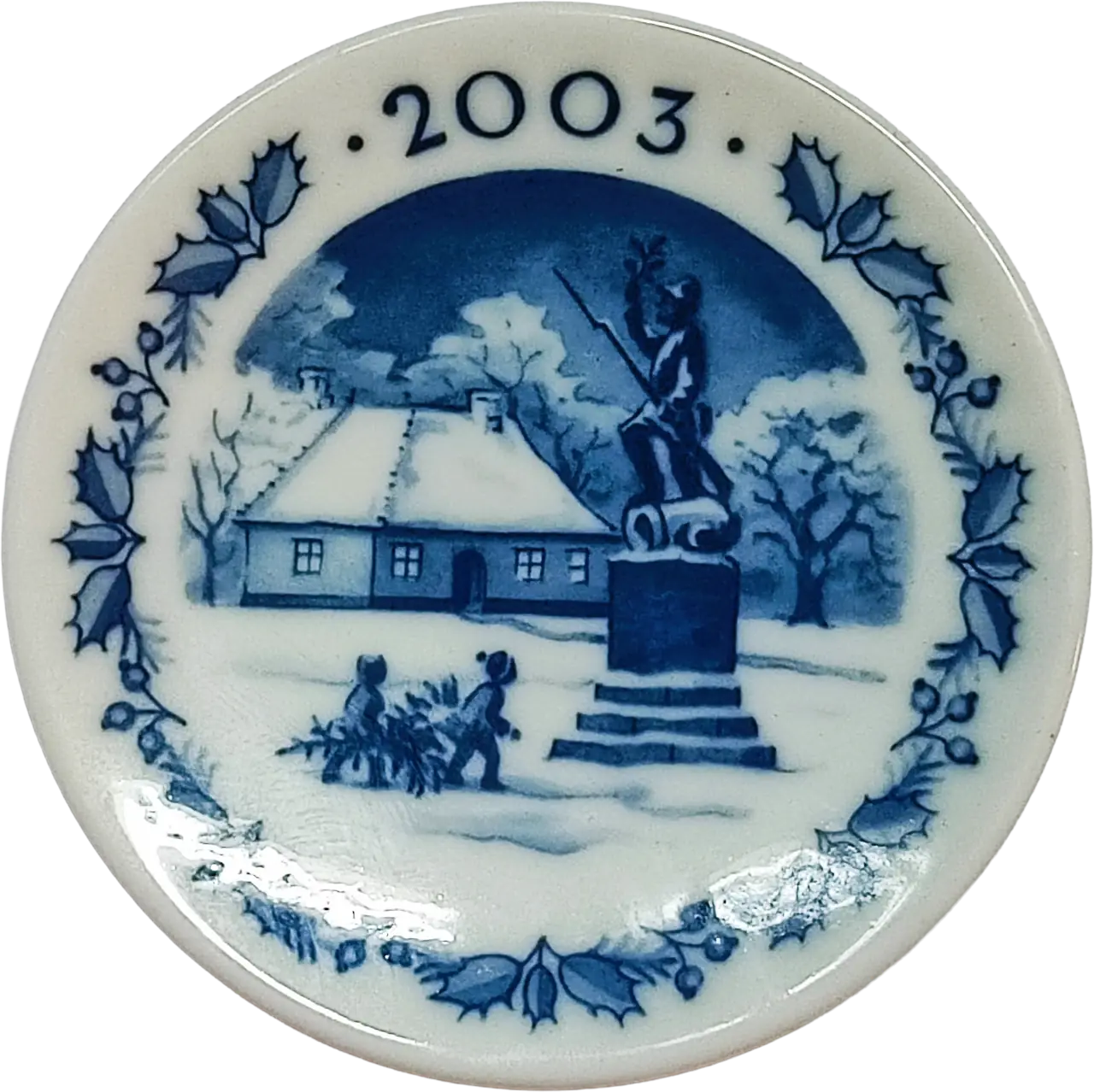 Placchetta di Natale Royal Copenhagen diametro 8 cm · Blu; Bianco · Sven Vestergaard · Il Fante · RC-C-PLACCHETTE-2003