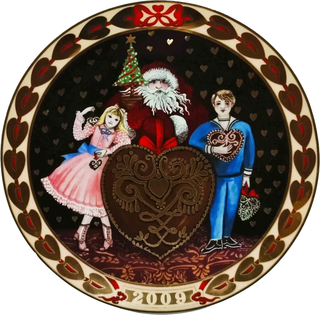 Cuori di Natale Royal Copenhagen diametro 26 cm · Multicolore; Oro · Hans Henrik Hansen · Cuori di miele per Natal · RC-CH-2009
