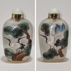 Snuff Bottle in Vetro Dipinta a Mano – Pittura Interna con Soggetti Tradizionali Cinesi