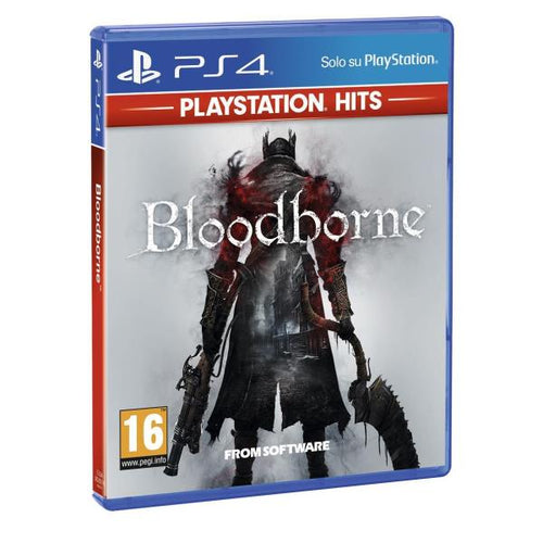 fontale con costina della copertina del videogioco BLOODBORNE - PS HITSl per PS4: action rpg esclusivo PlayStation pubblicato da Sony Interactive Entertainment. EAN: 0711719436775, codice produttore 9436775.