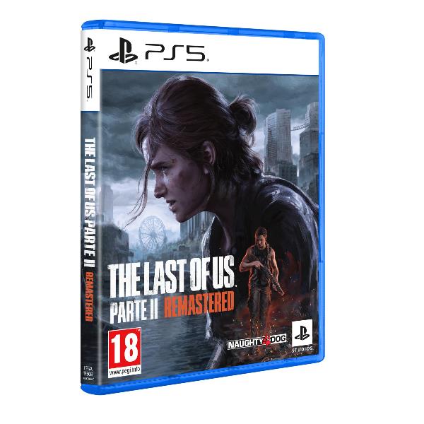 Particolare della costinna della copertina del videogioco LAST OF US PARTE II REMASTERED - Naughty Dog - per PS5 - Sony - EAN: 0711719570202, codice produttore 1000038767.