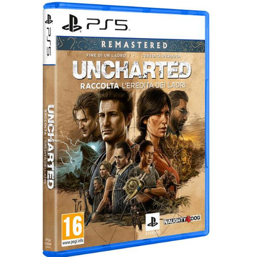 Copiertina frontale con con costina del vigeogioco UNCHARTED RACCOLTA L'EREDITÀ DEI LADRI - Naughy Dog - per PS5 - EAN: 0711719791393, codice produttore 9791393.