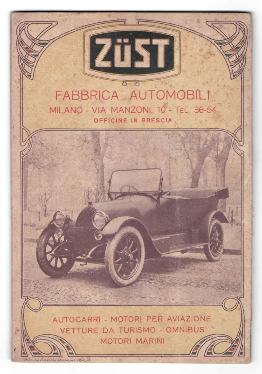 Copertina della Rivista Mensile del Touring Club Italiano del 1° giugno 1917, con illustrazione pubblicitaria Gancia raffigurante una figura sorridente tra foglie d’uva mentre versa un calice di spumante.
