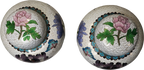 Vase • Flowers • Spiral Clouds - In White Enamel • Cloisonné • Ginger Jar (Pair)