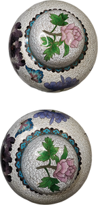 Vase • Flowers • Spiral Clouds - In White Enamel • Cloisonné • Ginger Jar (Pair)