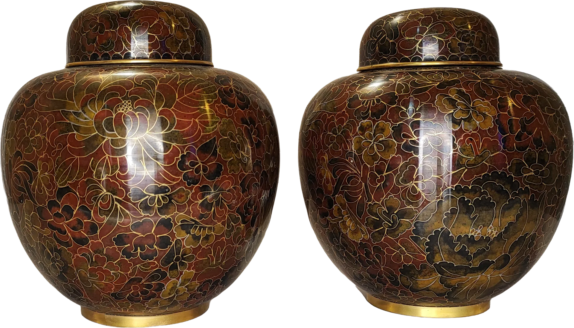 Vaso • Fiori • Millefiori in smalto cloisonné millefiori su fondo Terra di Siena Bruciata, con coperchio mazzotta.store.