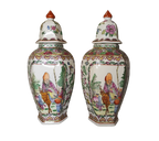 Vaso - Fiori - Coppia vasi esagonali Famiglia Rosa Shou Lao Made in Macau - mazzotta.store