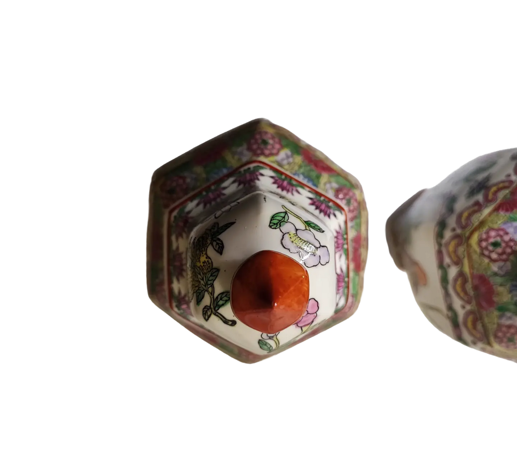 Vaso - Fiori - Coppia vasi esagonali Famiglia Rosa Shou Lao Made in Macau - mazzotta.store