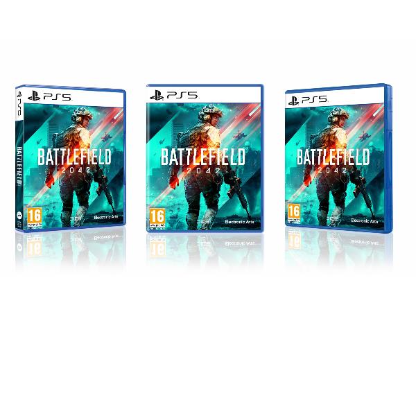 Tre custodie del viodeogioco  BATTLEFIELD 2042 della Electronic Arts PER CONSOLE PlayStation 5, codice EAN 5035226123856, codice produttore 1082442.