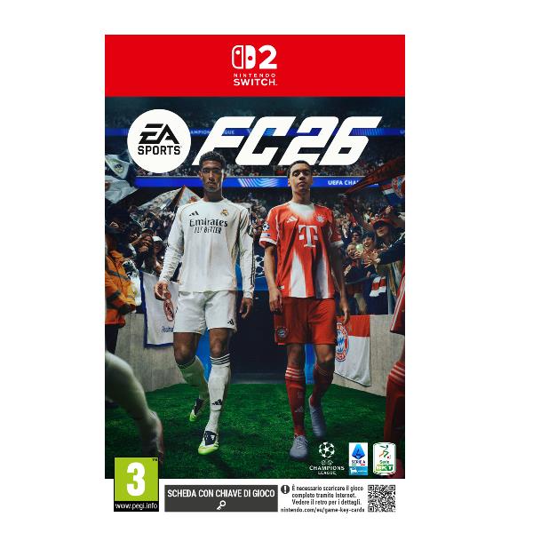 Copertina frontale perticolari BIG del videogioco EA SPORTS FC 26 della Electronic Arts per Nintendo Switch 2, codice EAN 5030949125422, codice produttore 118663. 