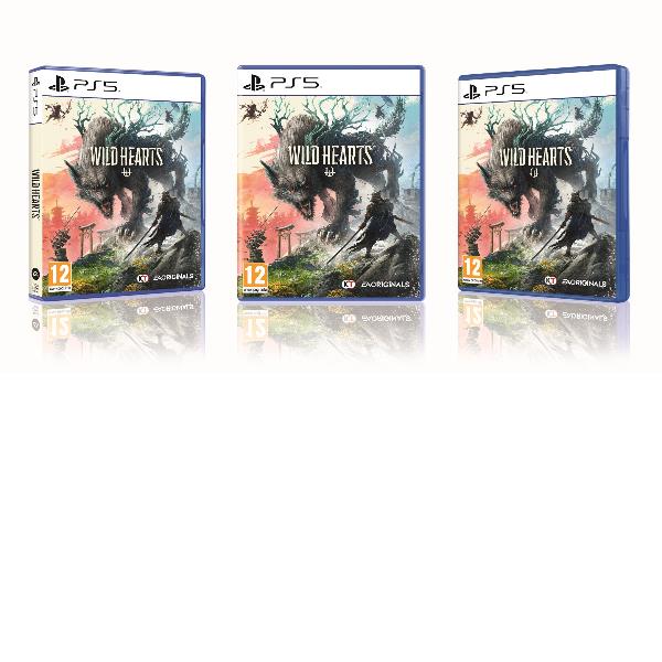 tre custodie del videogioco Wild Hearts della Electronic Arts per PlayStation 5 - PS5 , codice EAN 5035228125001, codice produttore 116837.