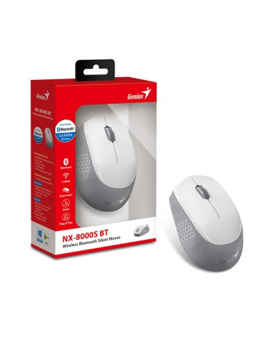 GENIUS MOUSE WIR. NX-8000S BT DUO WIRELESS (BT 5.3+2.4Ghz) WHITE/GRAY-4710268260653