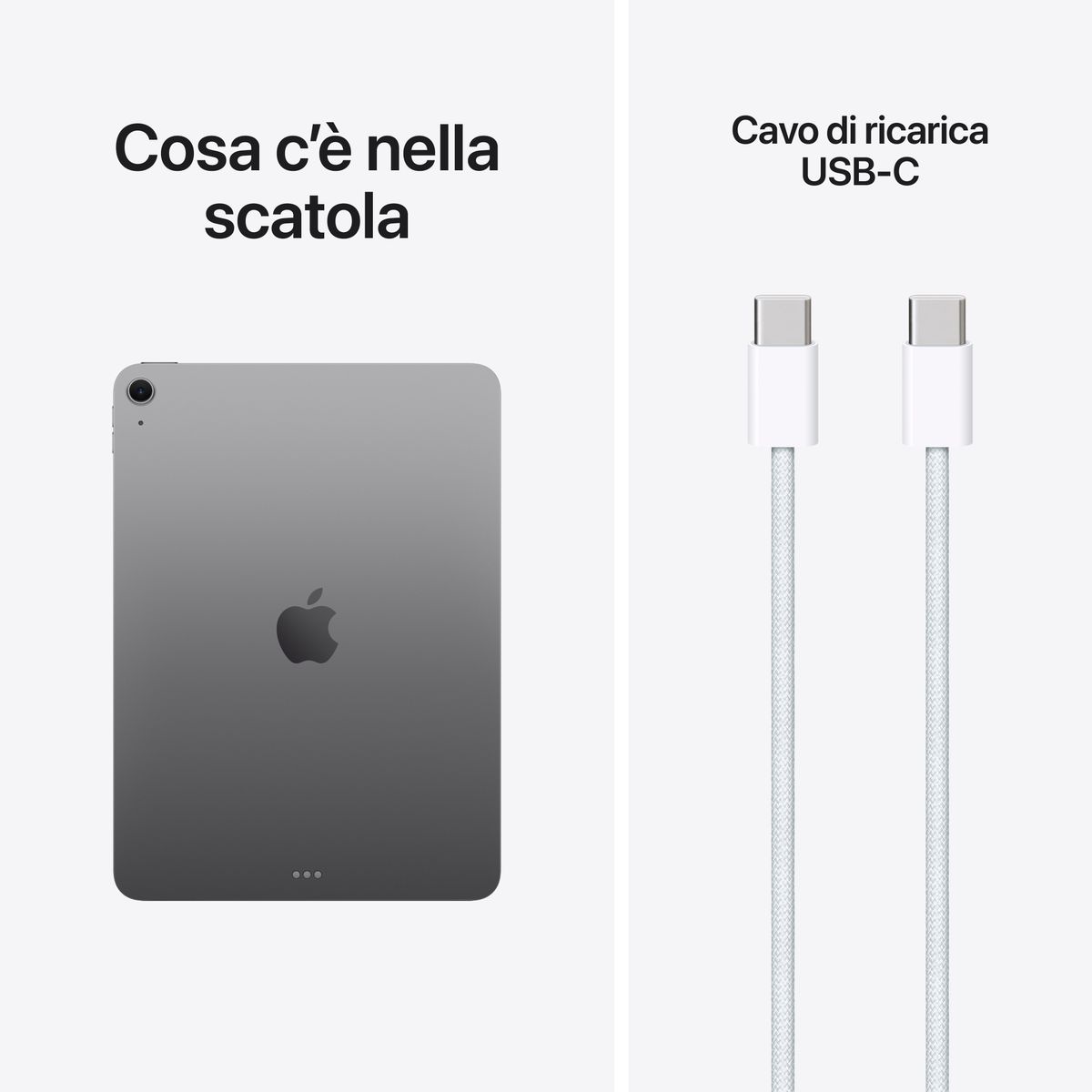 Apple iPad Air 11-inch (M4, 128GB, Wi‑Fi ) in Space Grey — Italian model. Slim aluminum design, edge‑to‑edge Liquid Retina display, top button with Touch ID, and USB‑C port. mazzotta.store.