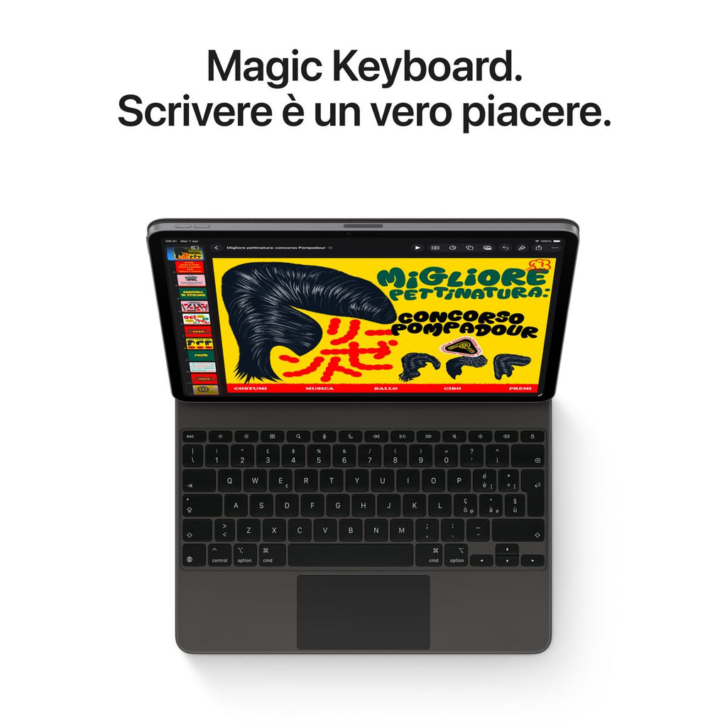 Apple iPad Air 11-inch (M4, 512GB, Wi‑Fi + Cellular) in Space Grey — Italian model. Slim aluminum design, edge‑to‑edge Liquid Retina display, top button with Touch ID, and USB‑C port. mazzotta.store.